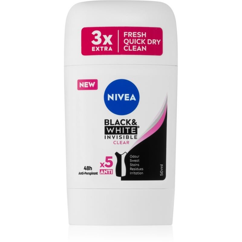 Nivea Black & White Invisible Clear tuhý antiperspirant 50 ml