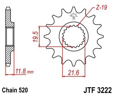 JT Sprockets Řetězové kolečko JTF 3222.12