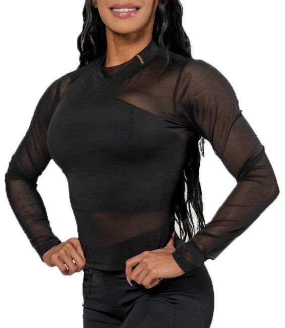 Tílko Nebbia NEBBIA Women s Mesh Long Sleeve Top INTENSE Sheer Gold