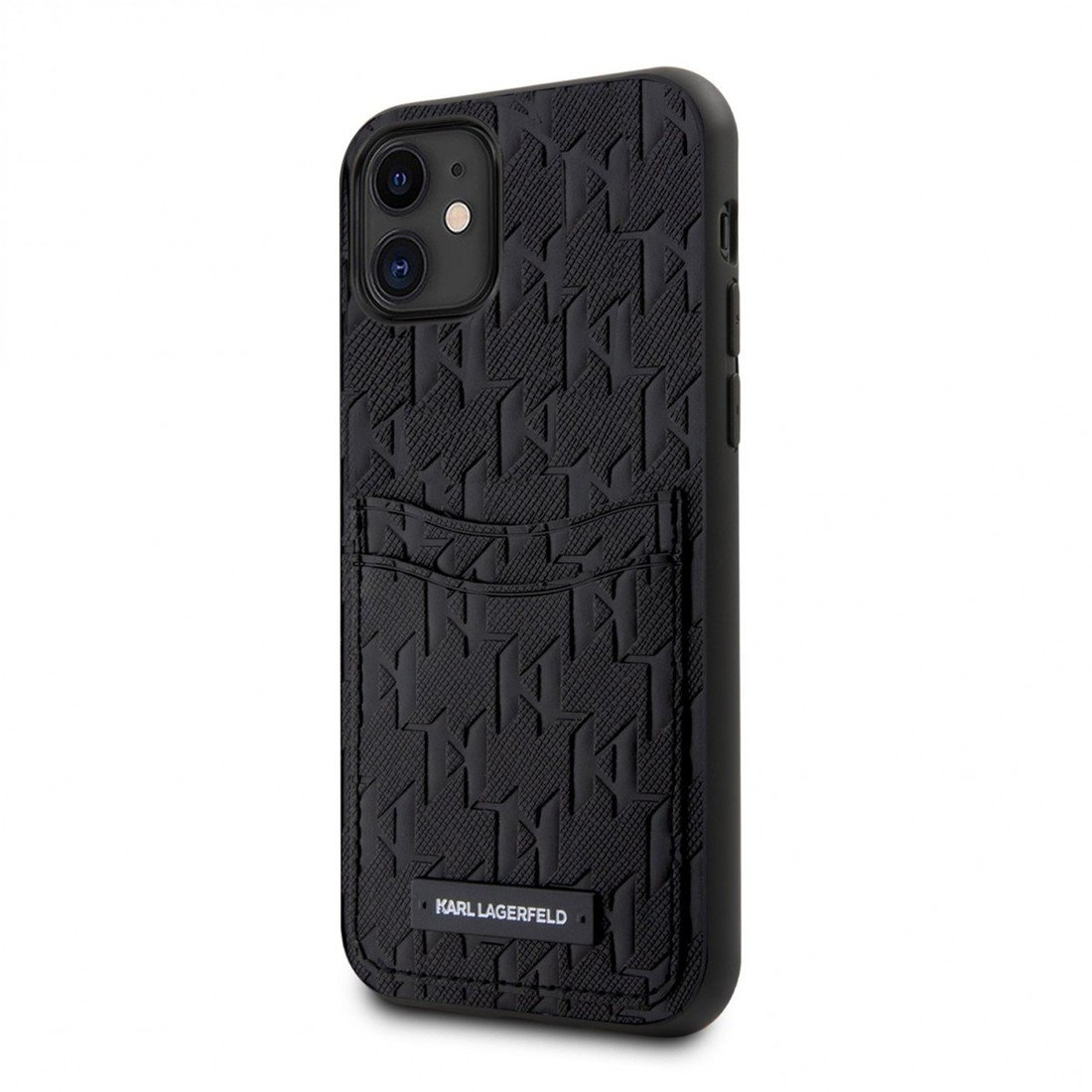 Zadní kryt Karl Lagerfeld Saffiano Monogram Card Slot na iPhone 11 černý