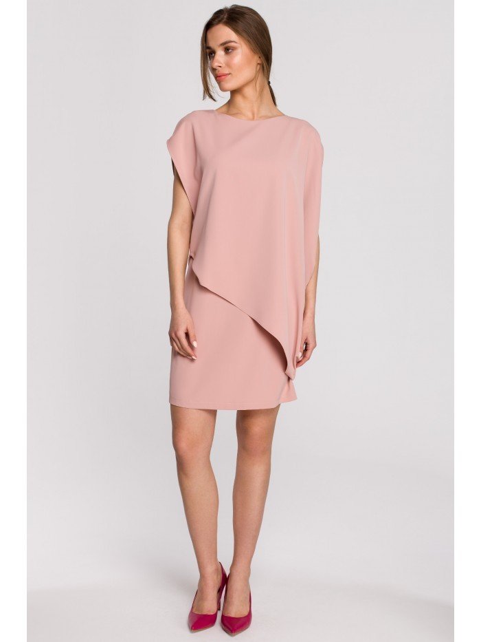 Style Dámské mini šaty Ishilla S262 pudrová růžová L