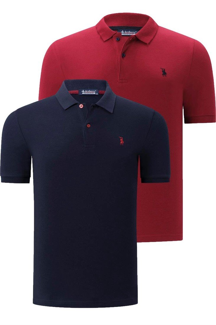 DUAL SET T8561 DEWBERRY MENS TSHIRT-BURGUNDY-NAVY BLUE