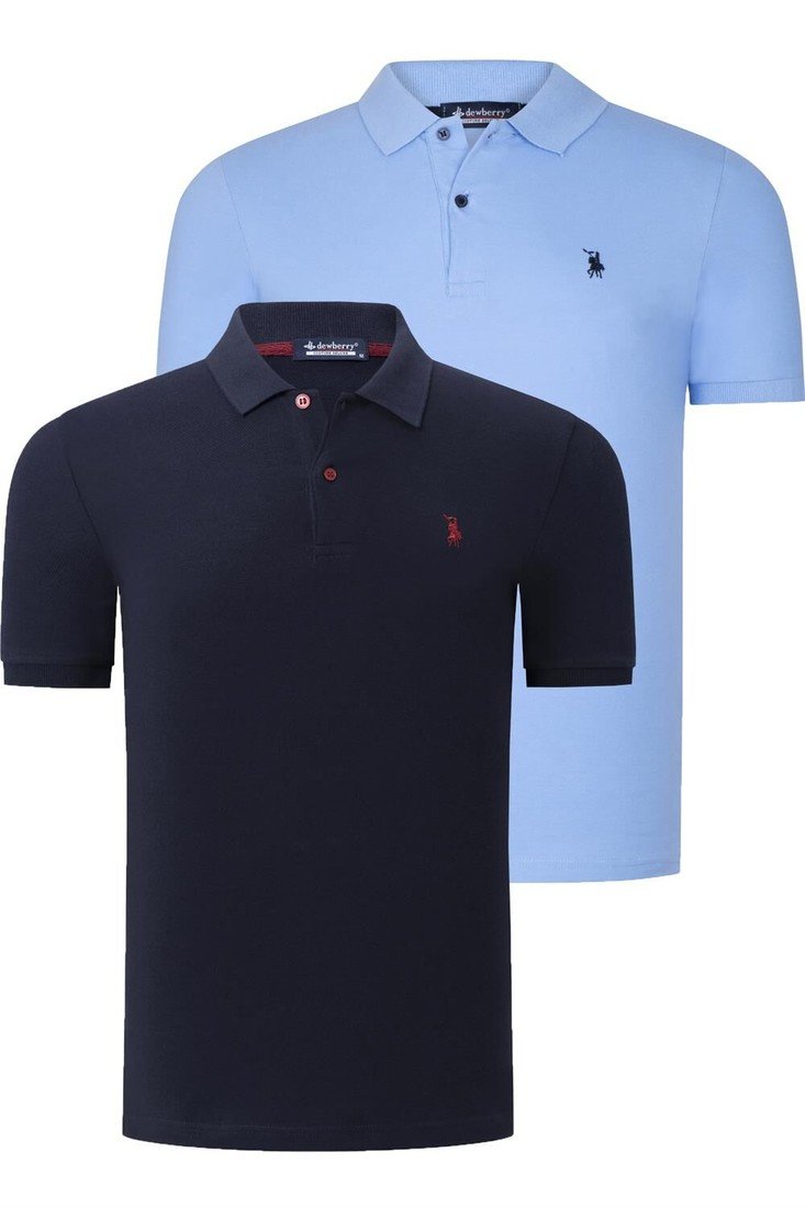 DUAL SET T8561 DEWBERRY MENS TSHIRT-NAVY BLUE-LIGHT BLUE