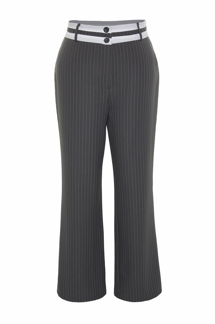 Trendyol Curve Plus Size Pants - Gray - Wide leg