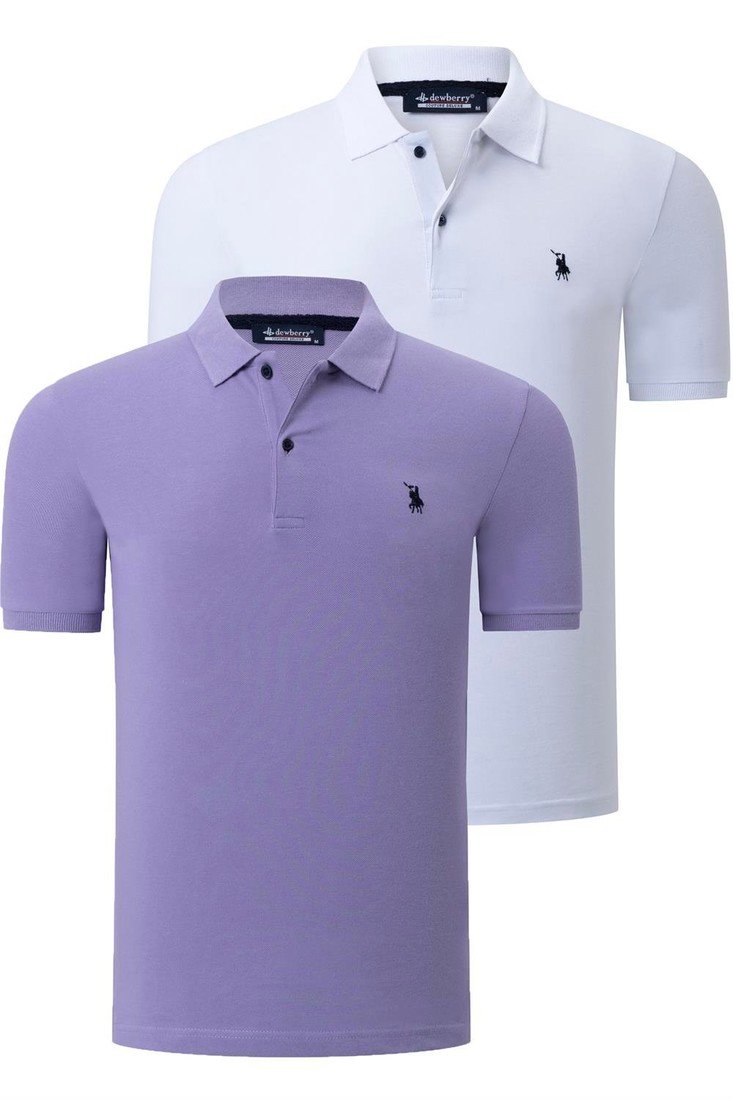 DUAL SET T8561 DEWBERRY MENS TSHIRT-WHITE-LILAC