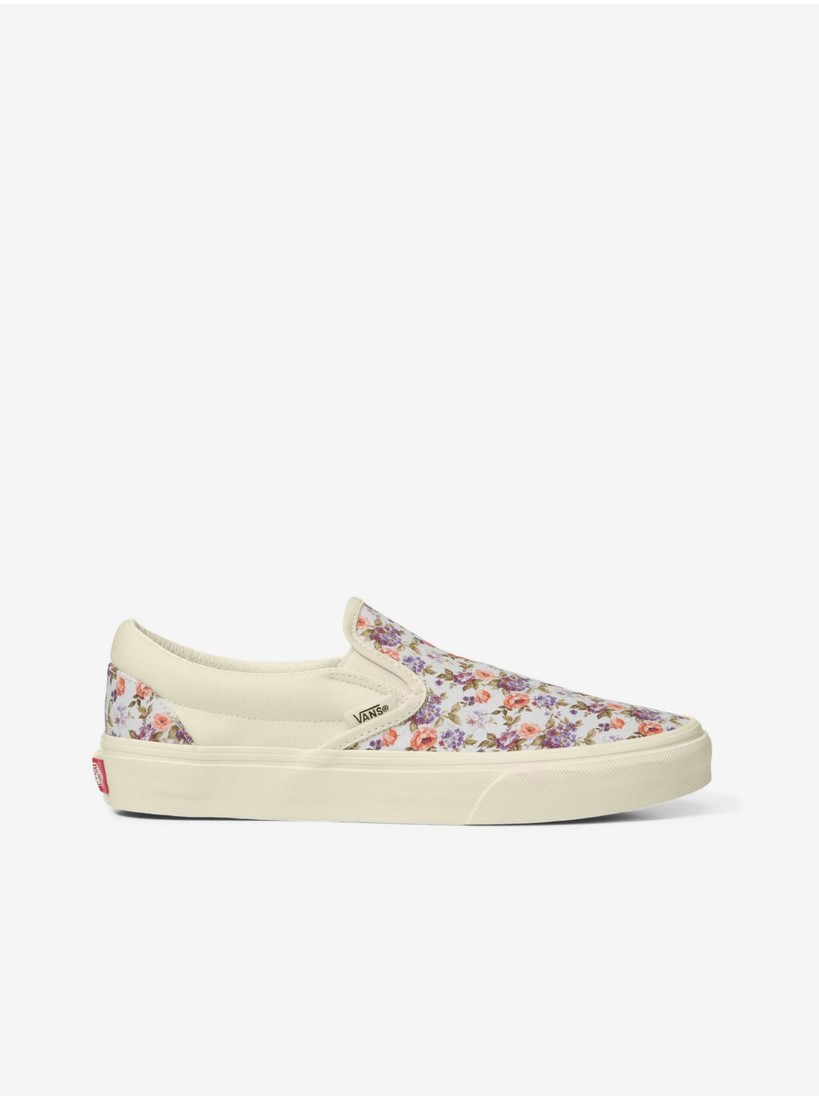 Krémové dámské květované slip on tenisky VANS Classic - Dámské