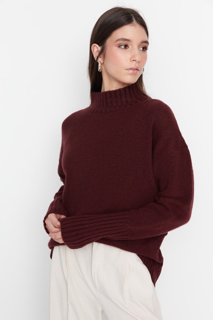 Trendyol Sweater - Burgundy - Regular fit