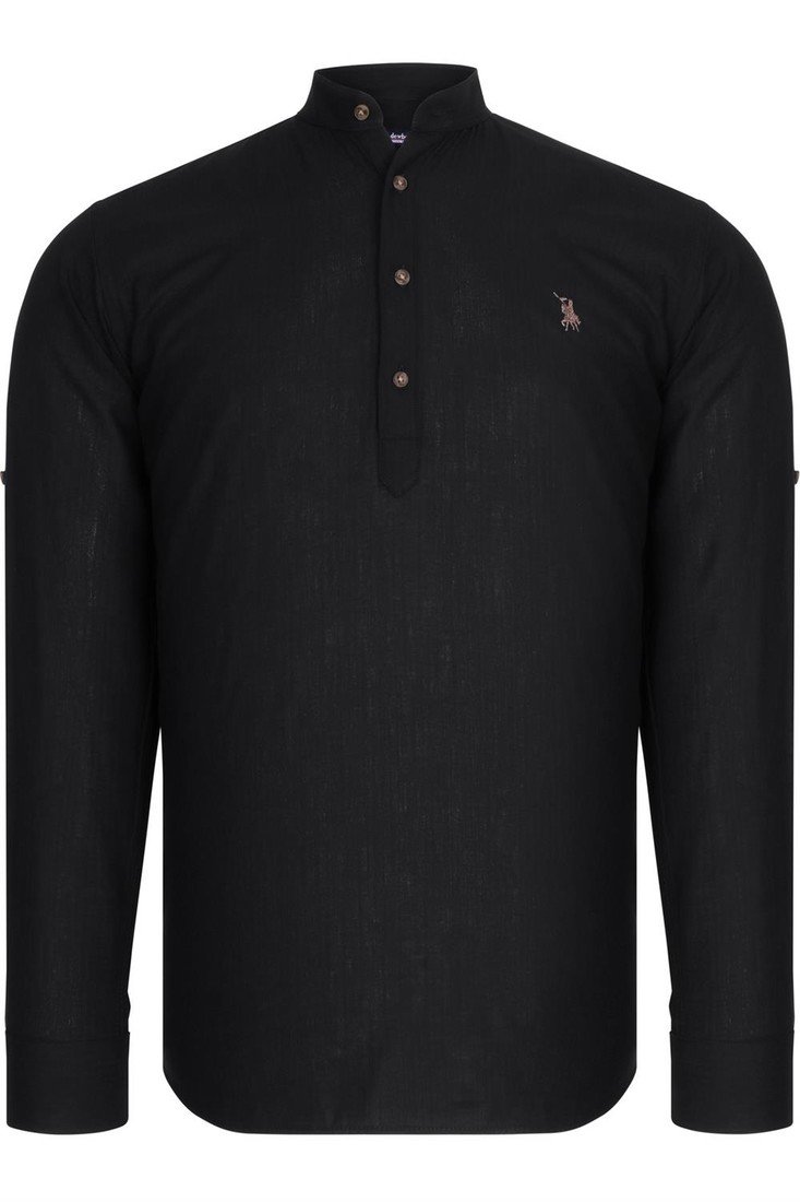 G783 DEWBERRY HAKIM COLLAR MEN'S SHIRT-BLACK