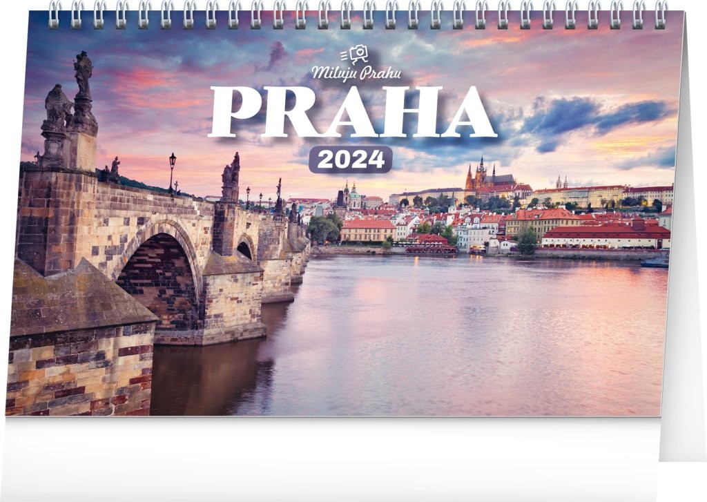 Stolní kalendář Praha – Miluju Prahu 2024, 23,1 × 14,5 cm