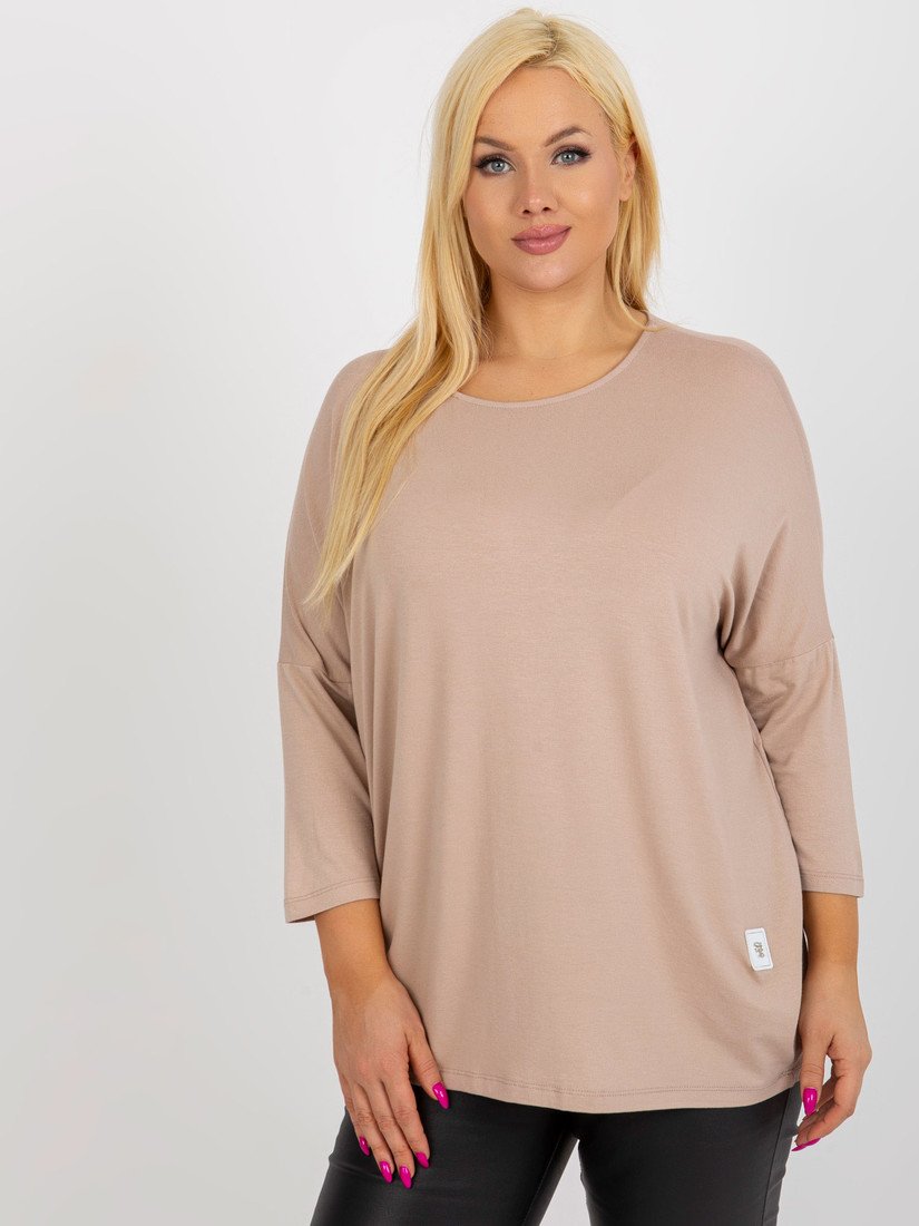 Béžová volná halenka s 3/4 rukávem RV-BZ-3770.92-beige Velikost: ONE SIZE