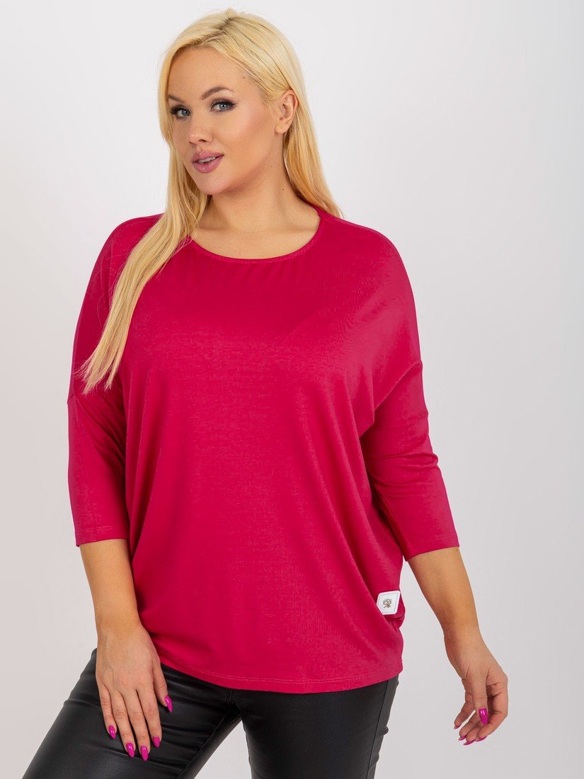 Fuchsiová volná halenka s 3/4 rukávem RV-BZ-3770.92-fuchsia Velikost: ONE SIZE