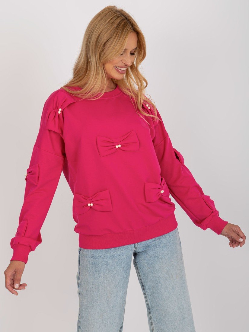 Fuchsiová mikina s mašličkami FA-BL-8522.28-fuchsia Velikost: ONE SIZE