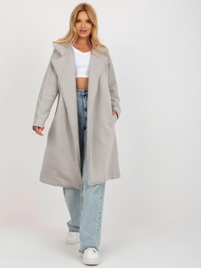 Šedý mikinový oversize kabát EM-NA-790.43P-grey Velikost: ONE SIZE