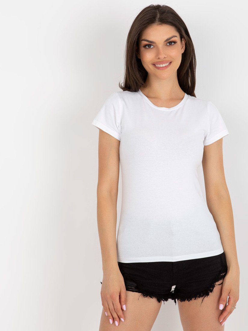 Bílé basic triko s kulatým výstřihem NM-TS-L895.21-white Velikost: S/M