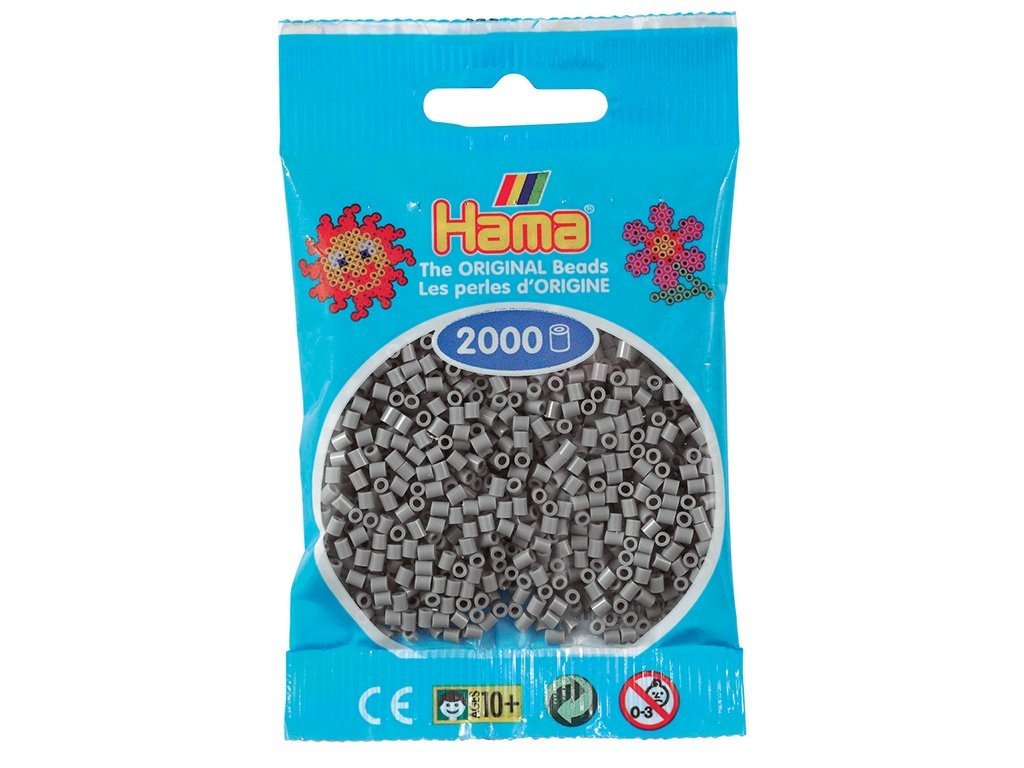 HAMA MINI zažehlovací korálky - ŠEDÉ - 2 000 ks