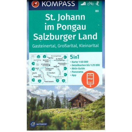 Kompass 80 St. Johann/Salzburger Land 1:50 000 turistická mapa