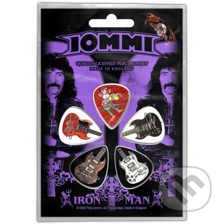 Gitarové trsátka Tony Iommi: Iron Man set 5 ks - Black Sabbath
