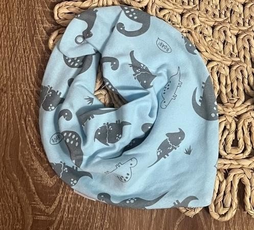 Dětský bavlněný šátek na krk Mamatti, Dino park - modrá s potiskem univerzální