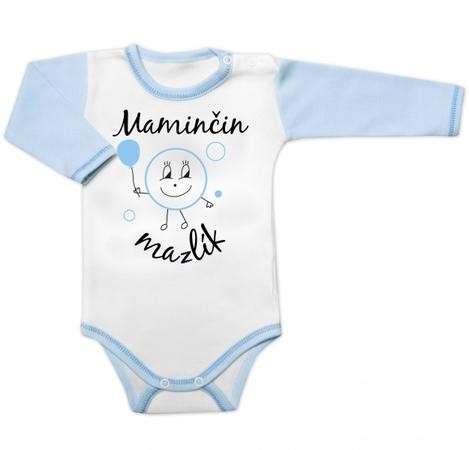 Body dlouhý rukáv s vtipným textem Baby Nellys, Maminčin mazlík 56 (1-2m)