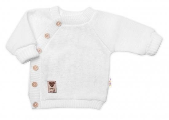 Dětský pletený svetřík s knoflíčky, zap. bokem, Hand Made Baby Nellys, bíly 56-62 (0-3m)