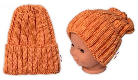 BABY NELLYS Zimní nadčasová čepice Mom and Baby, pomerančová univerzální