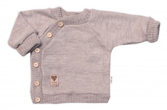 Dětský pletený svetřík s knoflíčky, zap. bokem, Hand Made Baby Nellys, béžový 56-62 (0-3m)