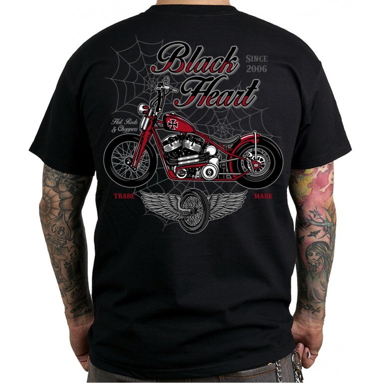 BLACK HEART Red Baron Chopper triko černá - M