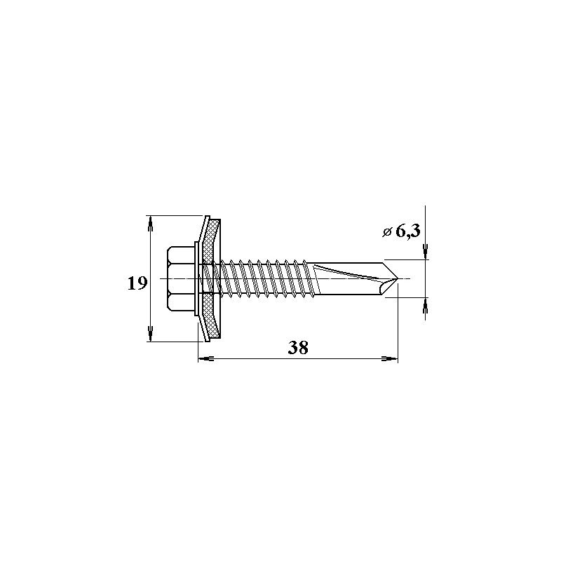Šroub do železa TEX 6,3×38 mm