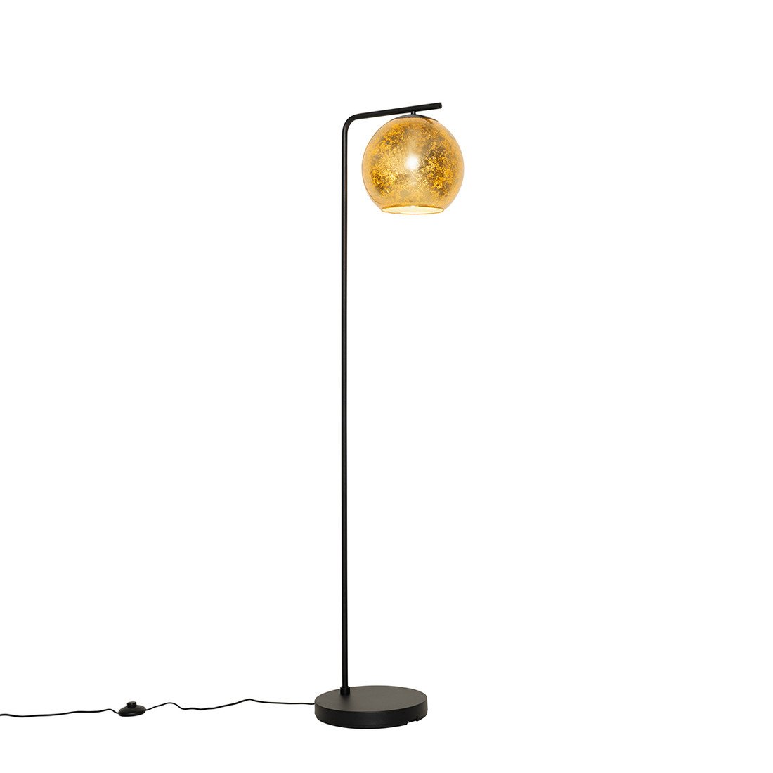 Design vloerlamp goud met zwart - Bert