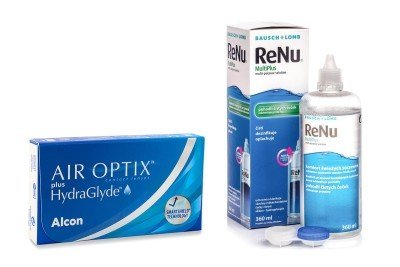 Alcon Air Optix Plus Hydraglyde (6 čoček) + ReNu MultiPlus 360 ml s pouzdrem