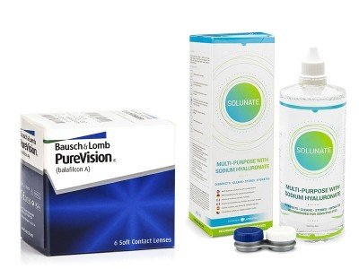 Bausch & Lomb PureVision (6 čoček) + Solunate Multi-Purpose 400 ml s pouzdrem