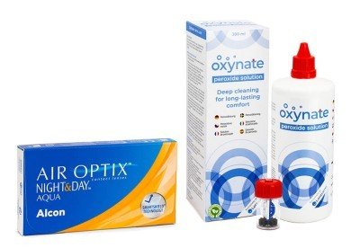 Alcon Air Optix Night & Day Aqua (6 čoček) + Oxynate Peroxide 380 ml s pouzdrem