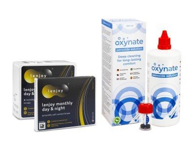 Bausch & Lomb Lenjoy Monthly Day & Night (9 čoček) + Oxynate Peroxide 380 ml s pouzdrem