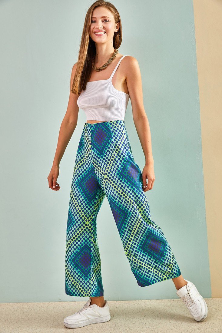 Bianco Lucci Pants - Green - Wide leg