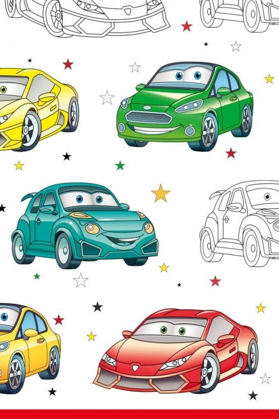 POL-MAK Papírový ubrus - Cartoon Cars - 120 x 180 cm - OD01 OG P 037101