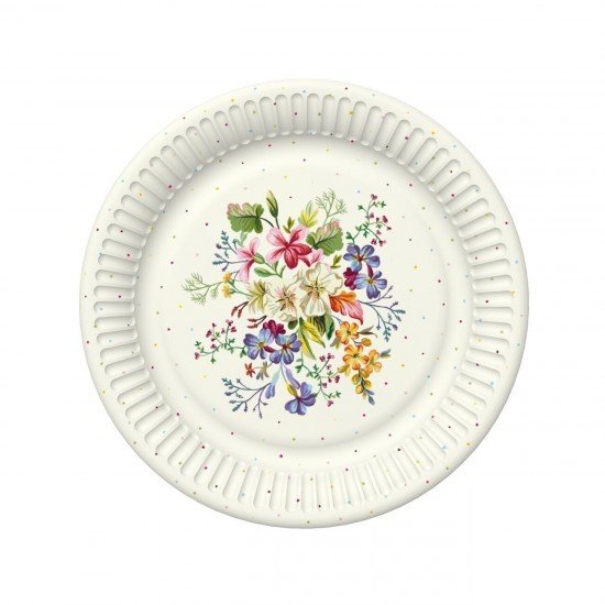 POL-MAK Papírový talíř malý - Delicate flowers - 18 cm - 8 ks - TD01 OG 034401