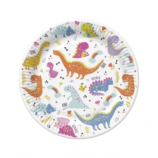 POL-MAK Papírový talíř malý - Funny Dinosaurus - 18 cm - 8 ks - TD01 OG 036001