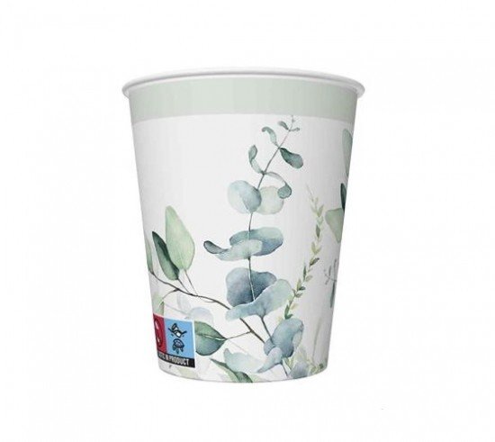 POL-MAK Papírový kelímek - Eucalyptus Twigs - 0,25 l - 8 ks - KD01 OG 035401