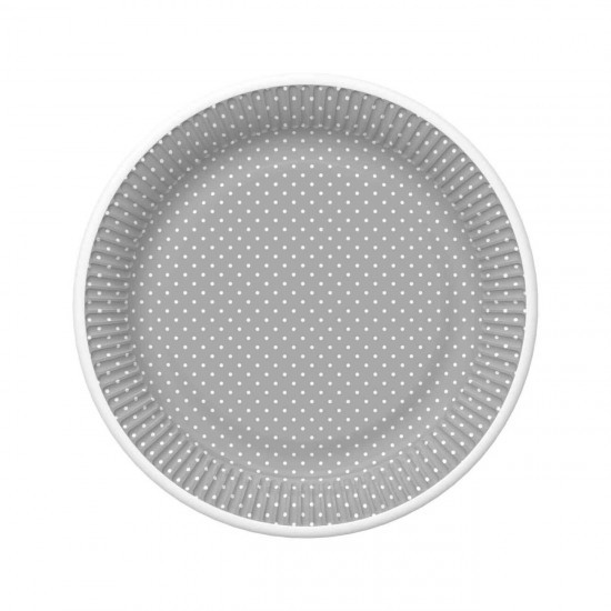 Papírový talíř malý - White Dots on Grey - 18 cm - 8 ks - TD01 OG 036805