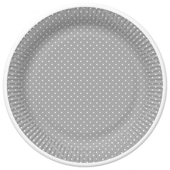 Papírový talíř velký - White Dots on Grey - 23 cm - 8 ks - TD02 OG 036805