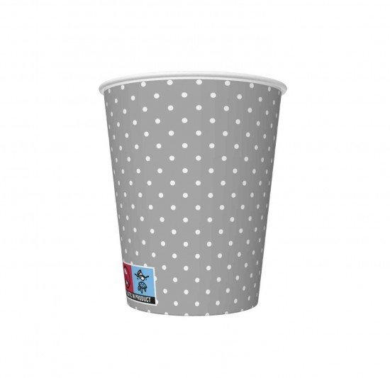 Papírový kelímek - White Dots on Grey - 0,25 l - 8 ks - KD01 OG 036805