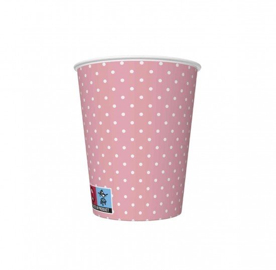 Papírový kelímek - White Dots on Pink - 0,25 l - 8 ks - KD01 OG 036803