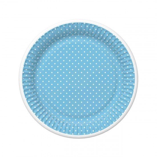 Papírový talíř malý - White Dots on Blue - 18 cm - 8 ks - TD01 OG 036804