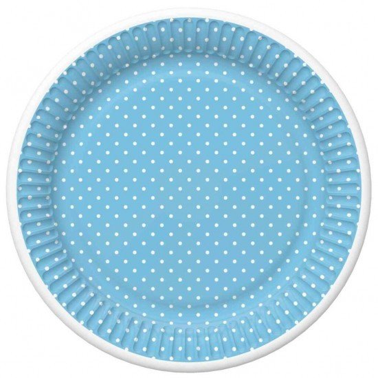 Papírový talíř velký - White Dots on Blue - 23 cm - 8 ks - TD02 OG 036804