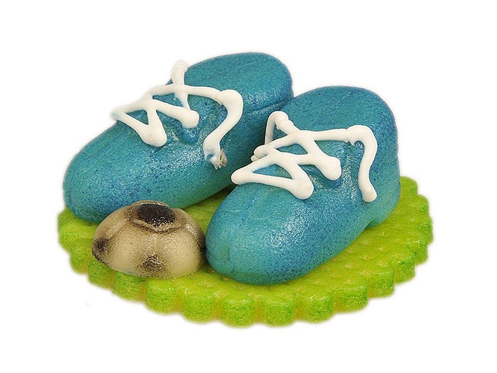 Fotbalové kopačky modré s míčem - marcipánová figurka na dort - Frischmann