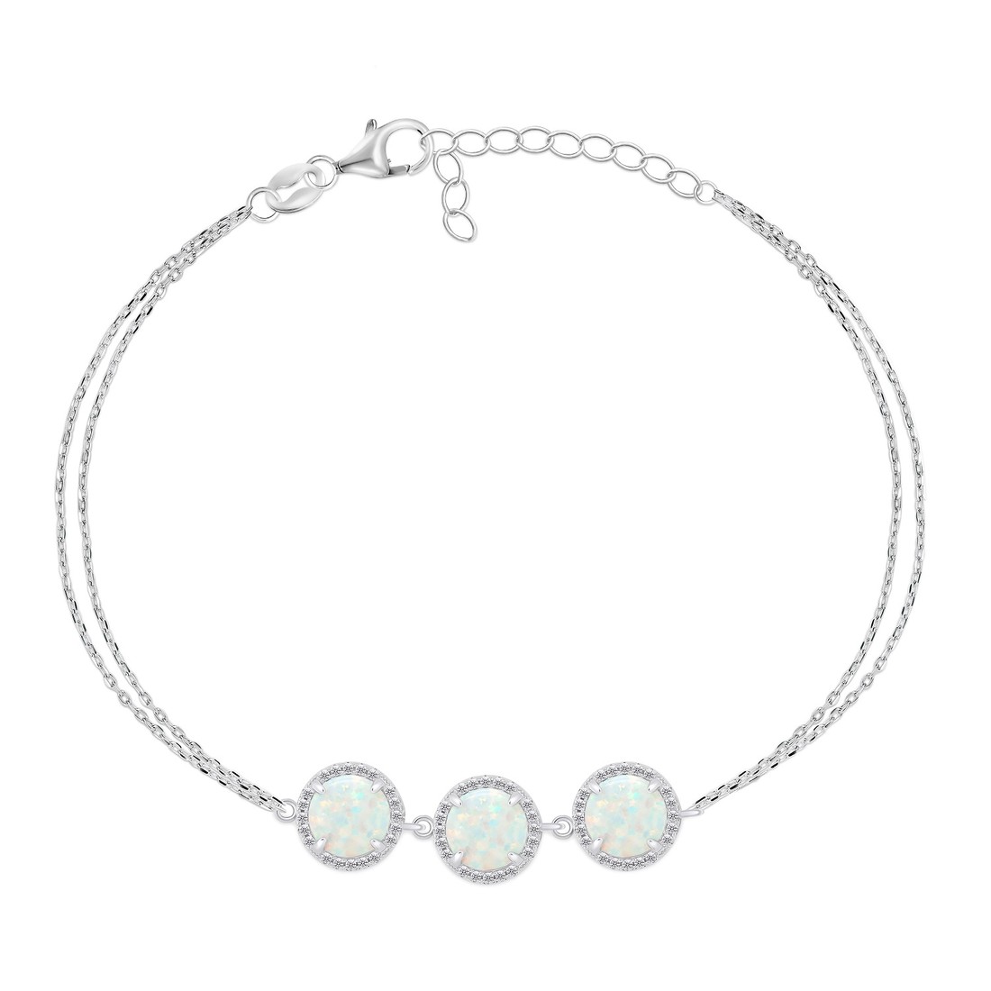 Brilio Silver Okouzlující stříbrný náramek se syntetickými opály BRC71W