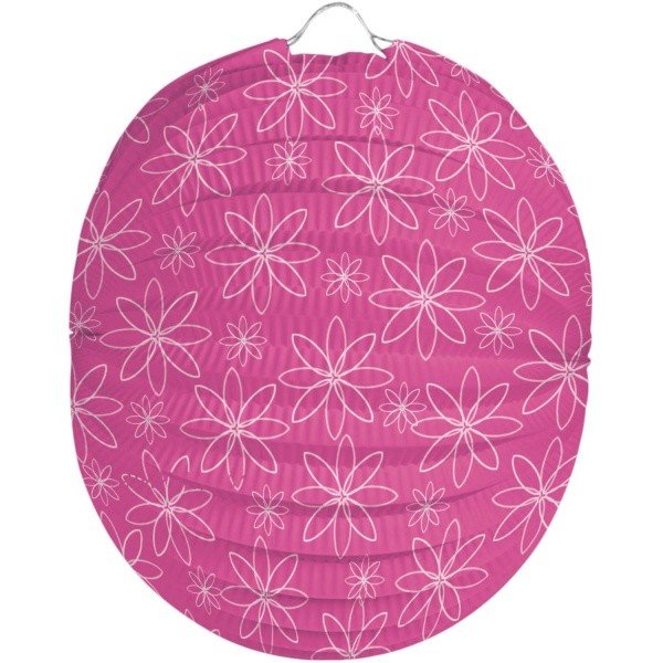 Lampion kulatý růžový s květy 22 cm