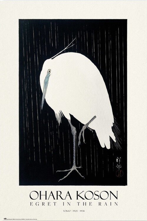 GRUPO ERIK Plakát, Obraz - Ohara Koson - Egret in the Rain, (61 x 91.5 cm)