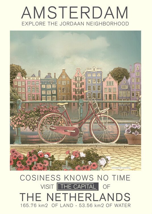 Dionisis Gemos Ilustrace Amsterdam print, Dionisis Gemos, (30 x 40 cm)