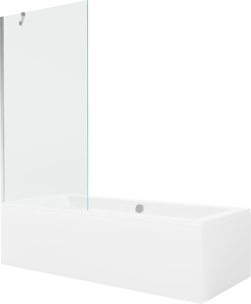 MEXEN/S Cube obdélníková vana 170 x 80 cm s panelem + vanová zástěna 90 cm, transparent, chrom 550517080X9509000001